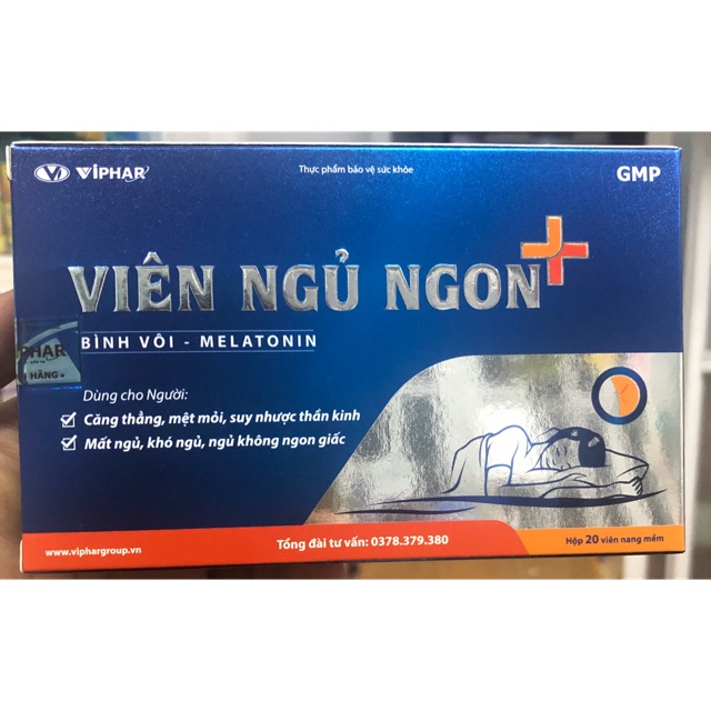 Viên ngủ ngon+, 20 viên, giảm căng thẳng, mệt mỏi, suy nhược thần kinh, mất ngủ, khó ngủ, ngủ không ngon giấc