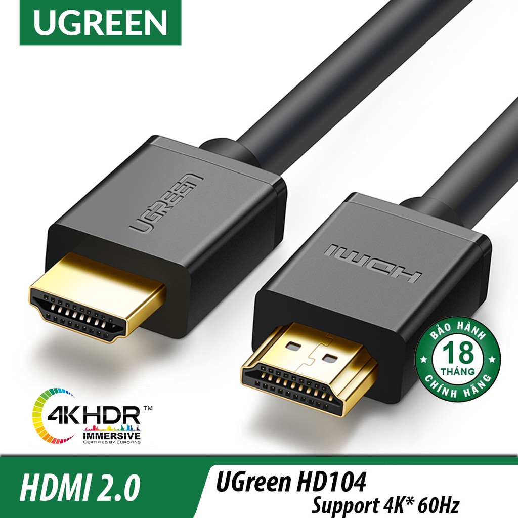 Dây HDMI 2.0 thuần đồng 19+1, độ dài từ 1-5m UGREEN HD104