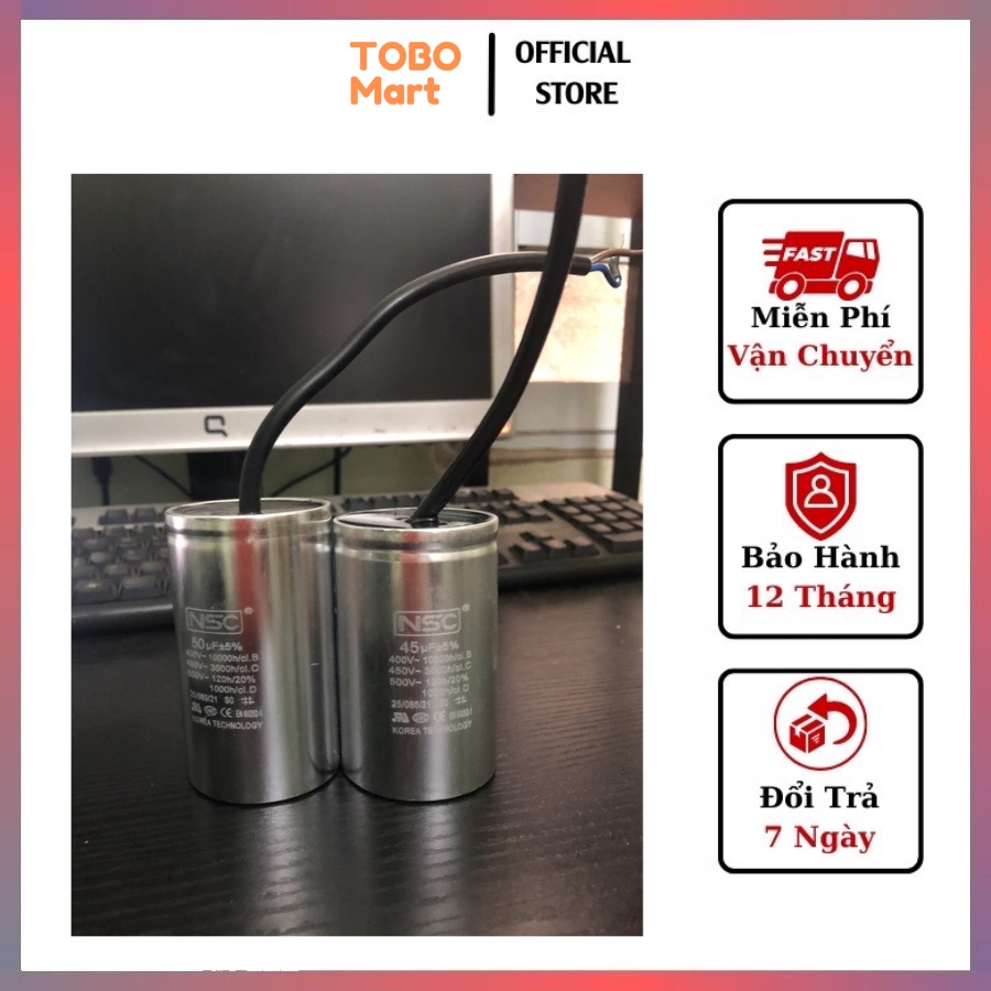 Tụ nhôm dây NSC 2uF đến  50uF- BH 12 tháng