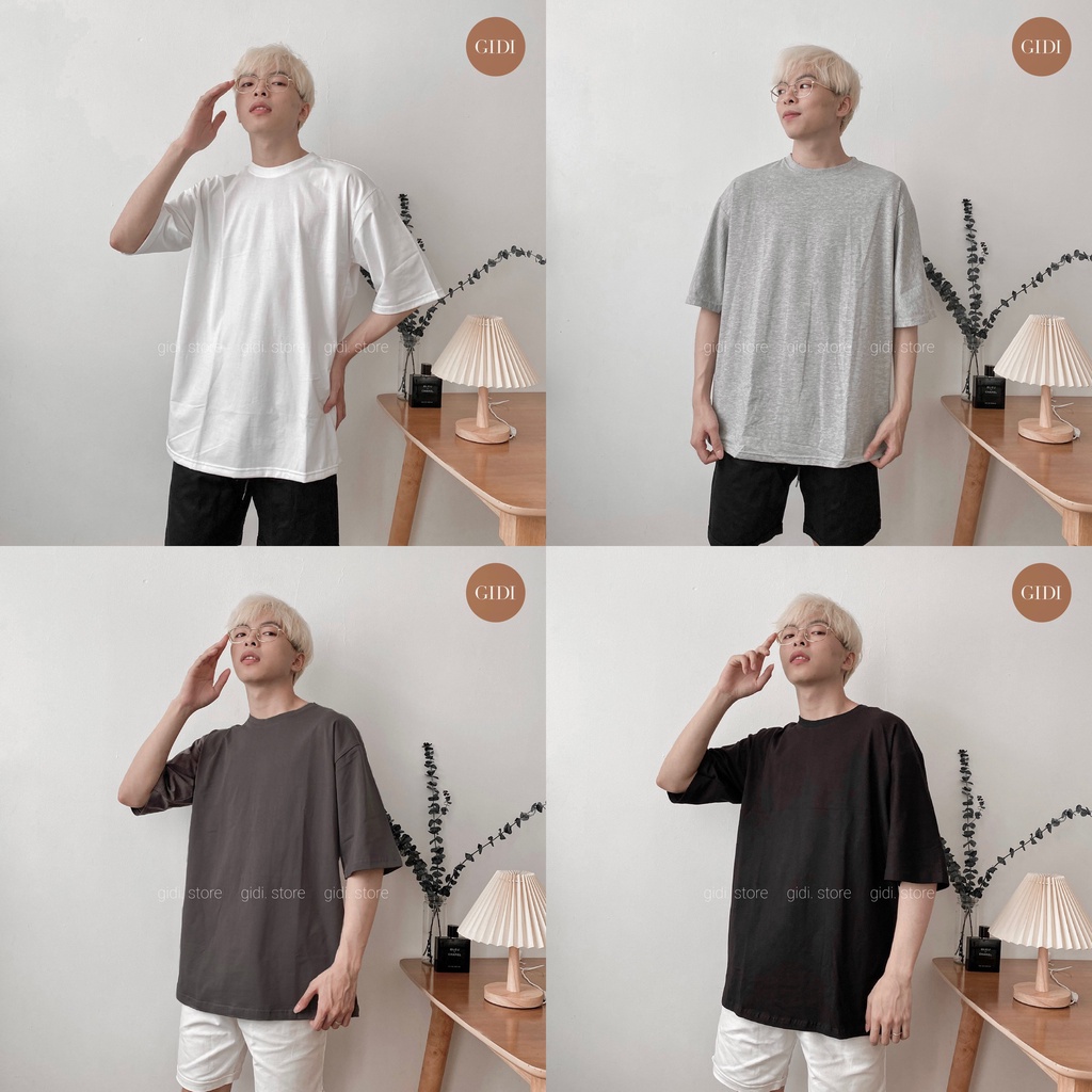 Áo phông trơn Nam Nữ Unisex OVERSIZE FORM RỘNG tay lỡ vải thun co giãn không nhăn cổ tròn GIDI màu Vàng