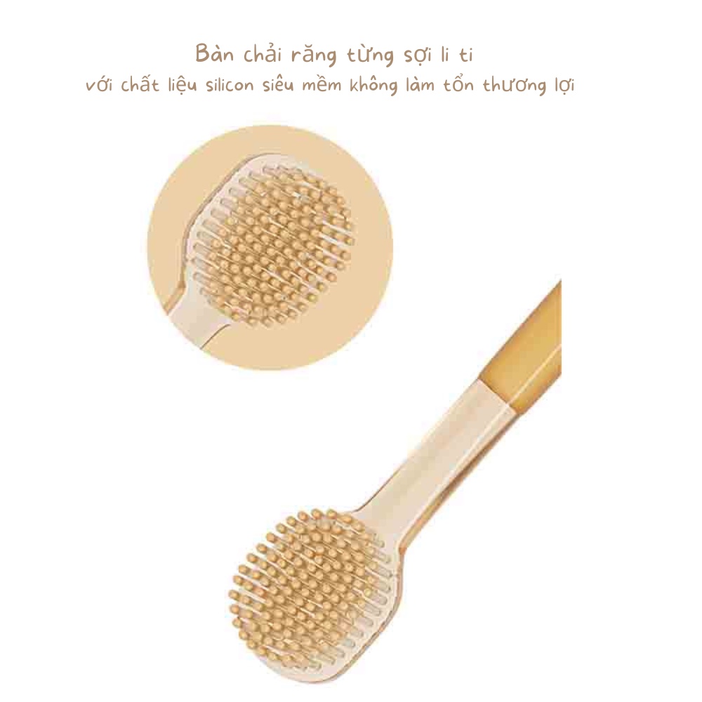 [FREESHIP]Set rơ lưỡi và bàn chải đánh răng silicon siêu mềm cho bé từ 0-18 tháng tiện lợi, an toàn tuyệt đối