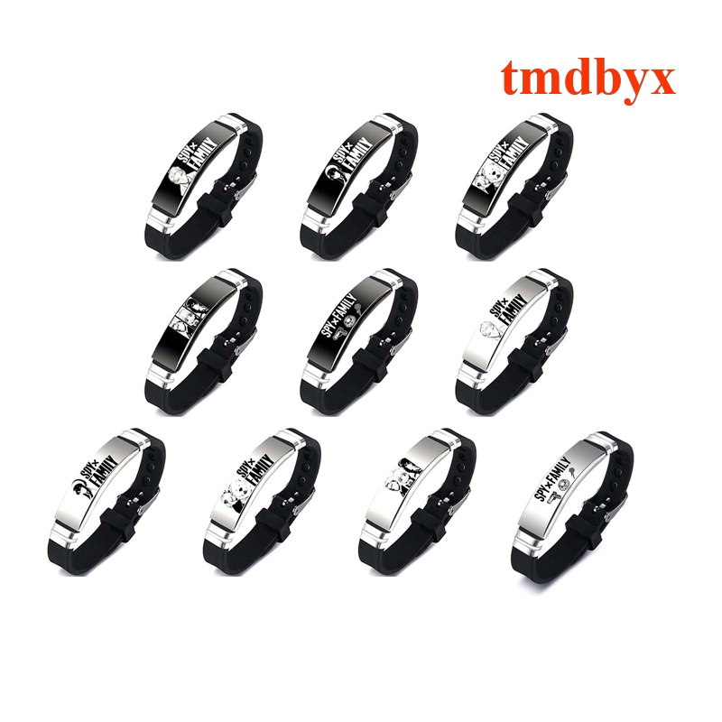Vòng Tay Silicon Khắc Chữ Spy X Bằng Thép Không Gỉ Phối Laser Thời Trang Cho Gia Đình