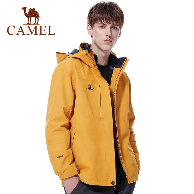 Camel Áo Khoác Ba Trong Một Có Thể Tháo Rời Chống Thấm Nước Và Chống Gió Phù Hợp Cho Hoạt Động Ngoài Trời Cho Nam