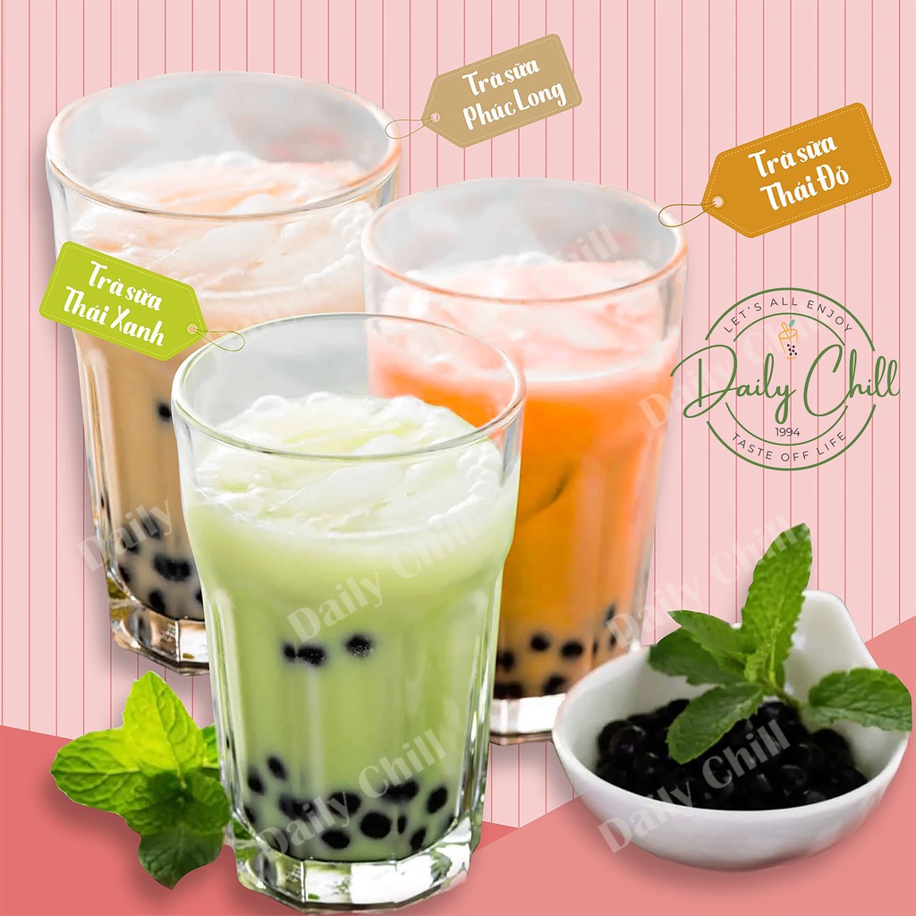 Set Trà Sữa Phúc Long , Thái Xanh, Thái Đỏ ( 25-30 Ly ) Tặng Kèm Công Thức  Nấu - Daily Chill