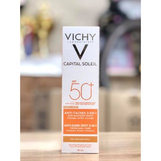 [Mẫu Mới]  Vichy Kem Chống Nắng Ngăn Ngừa Nám Capital Soleil SPF 50 Anti-Ageing 3-in-1 50ml [Chính Hãng]