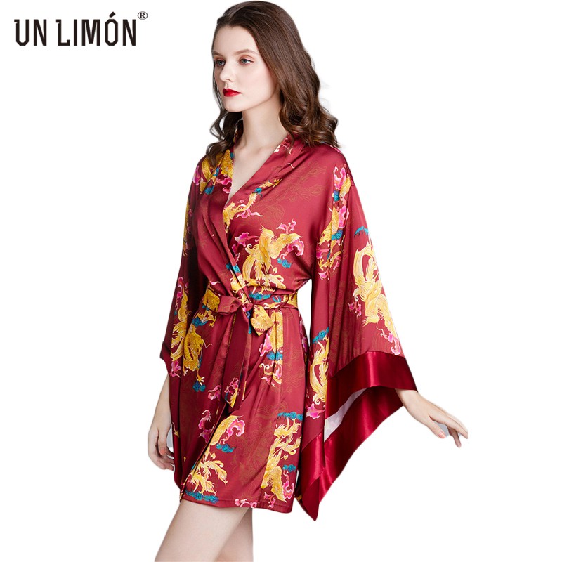 Đồ ngủ UNLIMON bằng lụa tay áo dài thời trang dành cho nữ