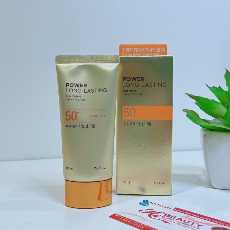 Kem chống nắng trang điểm dưỡng da chống nước lâu trôi The Face Shop Natural Sun Eco Power Long Lasting SPF50+PA+++ 80ml