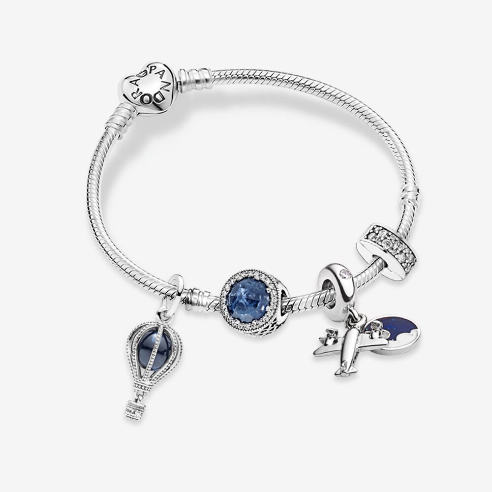 Bộ sưu tập vòng charm theo phong cách pandora xanh đậm- Bạc 925 cao cấp