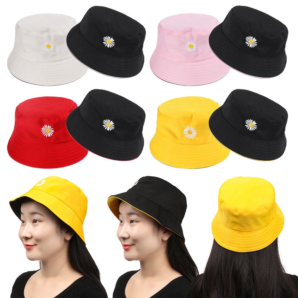 Nón Tai Bèo Hai Mặt Bằng Cotton Họa Tiết Hoa Cúc Nhiều Màu Thời Trang Mùa Hè Cho Nam Và Nữ