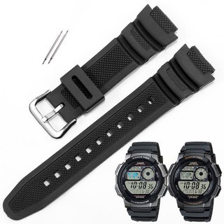 Dây đeo đồng hồ cao su khóa bạc cho Casio GSHOCK AE 1000 W-735H SGW300H AE1200 size 18mm
