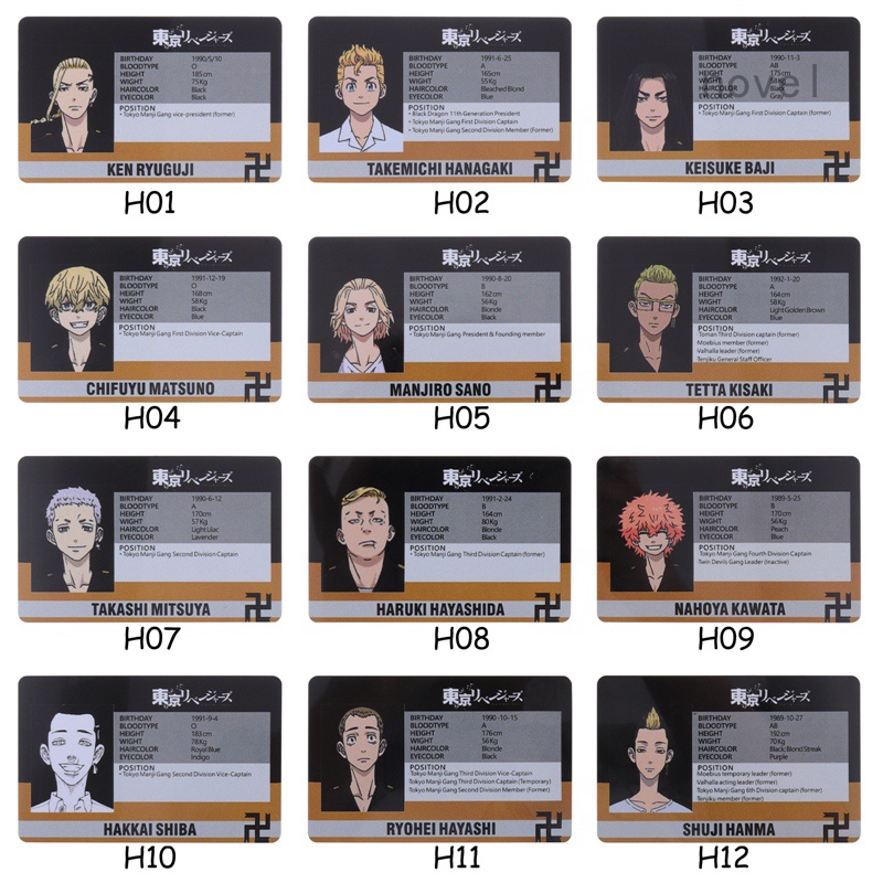 Thẻ ID Bằng Nhựa PVC Hình Nhân Vật Anime Tokyo Revengers Cho Trẻ Em