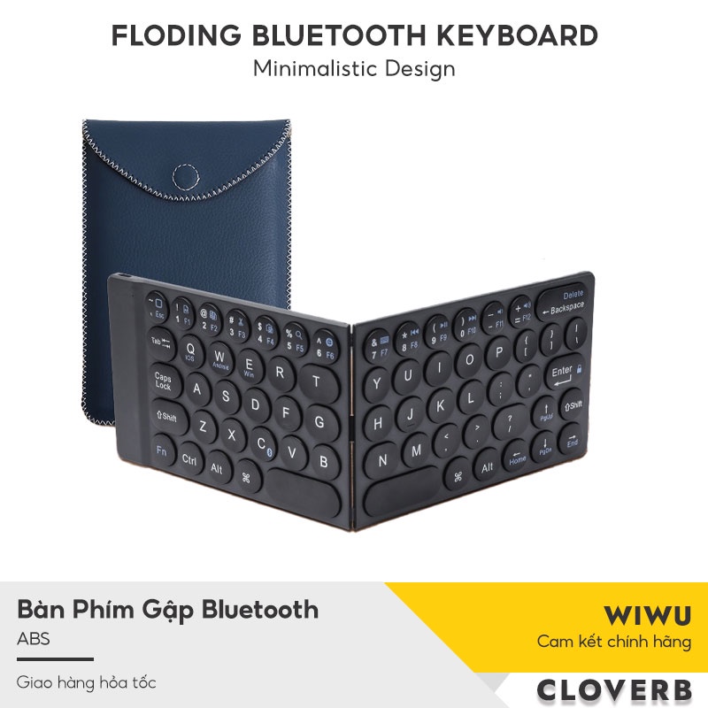 Bàn Phím Bluetooth WIWU Fold Mini Keyboard Mỏng Nhẹ Thiết Kế Gấp Gọn Kepcaps Nổi Cho ĐT táo tablet Samsung laptop Huawei