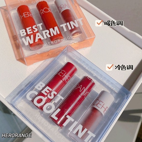 [Hàng mới về] Bộ son kem HERORANGE tông màu lạnh và ấm kích thước nhỏ gọn có hộp đựng làm quà giá cả phải chăng | BigBuy360 - bigbuy360.vn