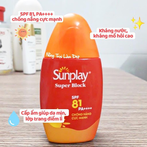 Kem chống nắng Cực Mạnh Sunplay Super Block SPF 81 PA++++ Sữa chống nắng dưỡng trắng da - Mộc Diệp (Super_Block)