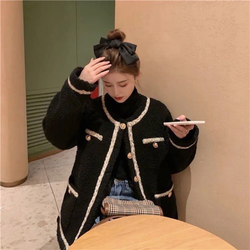 Áo Khoác Len Lông Cừu Viền Thừng Túi Bên Siêu Xinh Có Ảnh Thật Kèm Video | BigBuy360 - bigbuy360.vn