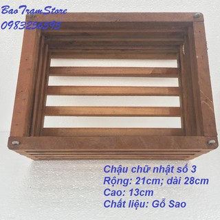 Chậu gỗ trồng lan chữ nhật chất liệu gỗ Sao số 1 kích thước 28x22x 13cm