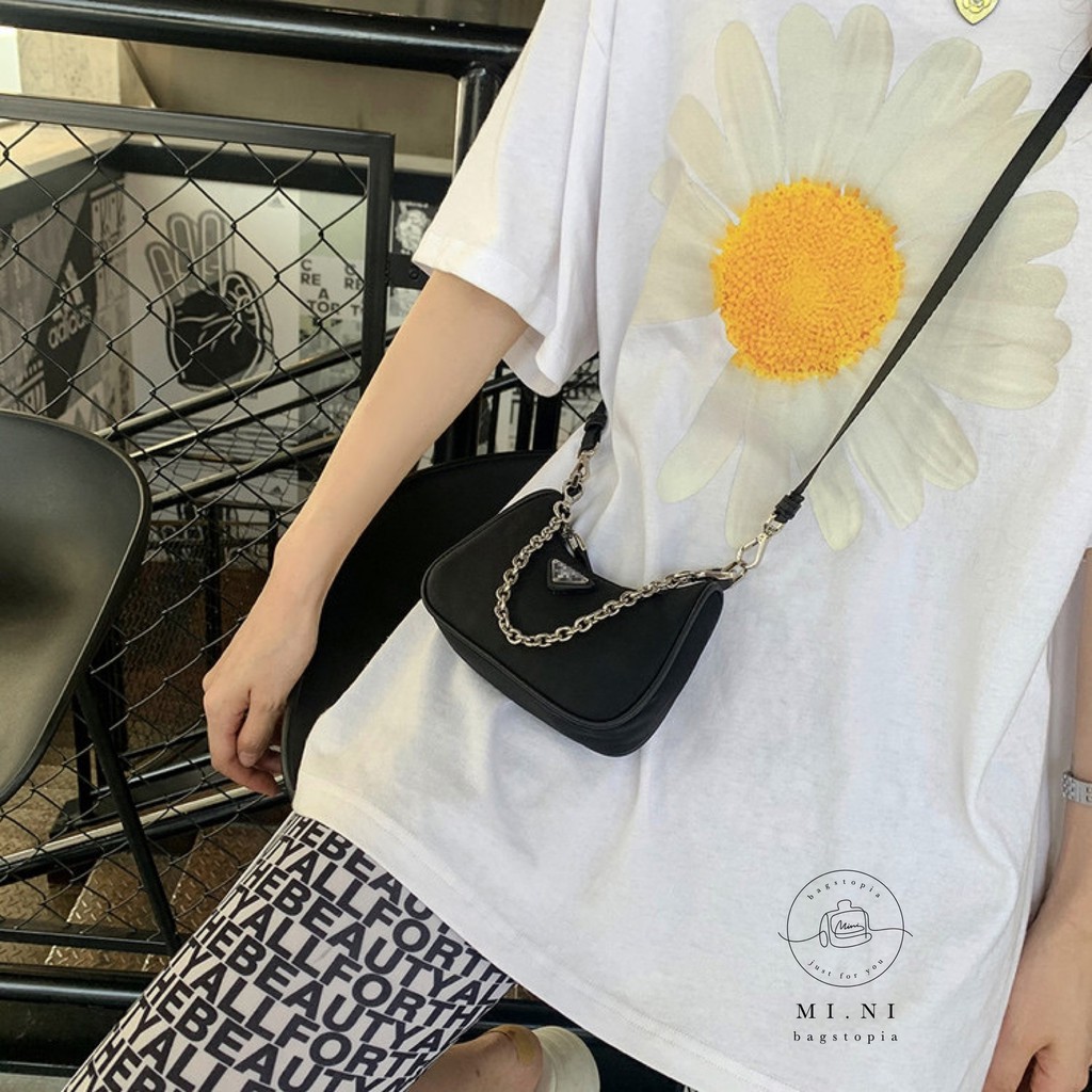 [Mã WAMT2405 giảm 10K đơn 0K] [SẢN PHẨM MỚI-SIÊU HOT] Túi đeo chéo siêu mini prad.a có thể kẹp nách 2021