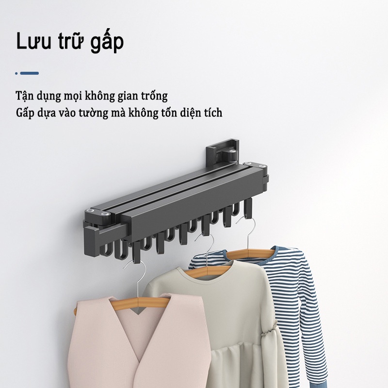 Móc phơi đồ MEIDOO thiết kế vô hình gắn tường không cần khoan có thể gấp gọn