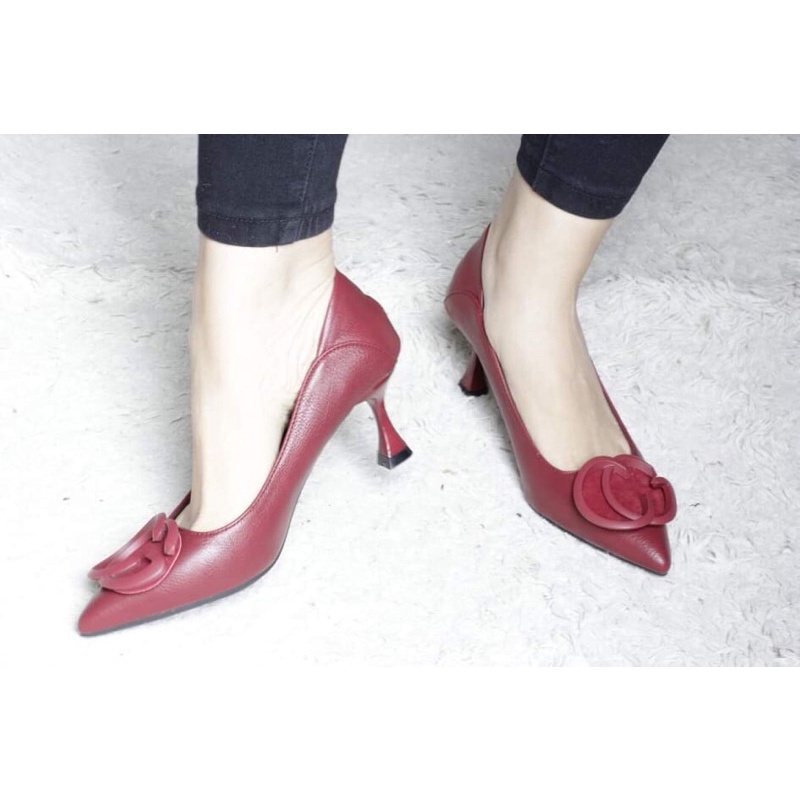 Giày gót nhọn 5 cm da thật (ảnh thật) sale 450k=>350k