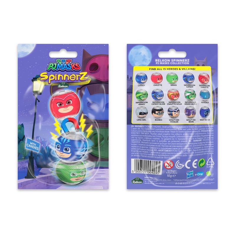 ĐỒ CHƠI CON QUAY SPINNERZ PJ MASKS RELKON KÈM KẸO/ SPINNER PJ MASKS/ SPINER-spiner-PHÁ CỖ- TRUNG THU