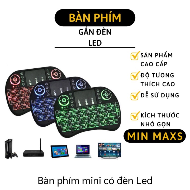 Bàn Phím Mini - Chuột Bay Kiêm Bàn Phím Không Dây I8 Cho Smart TV & Androi Box 7612 [MINMAXS]