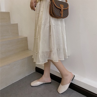 Dép Mules Mũi Vuông Đế Thấp 2cm