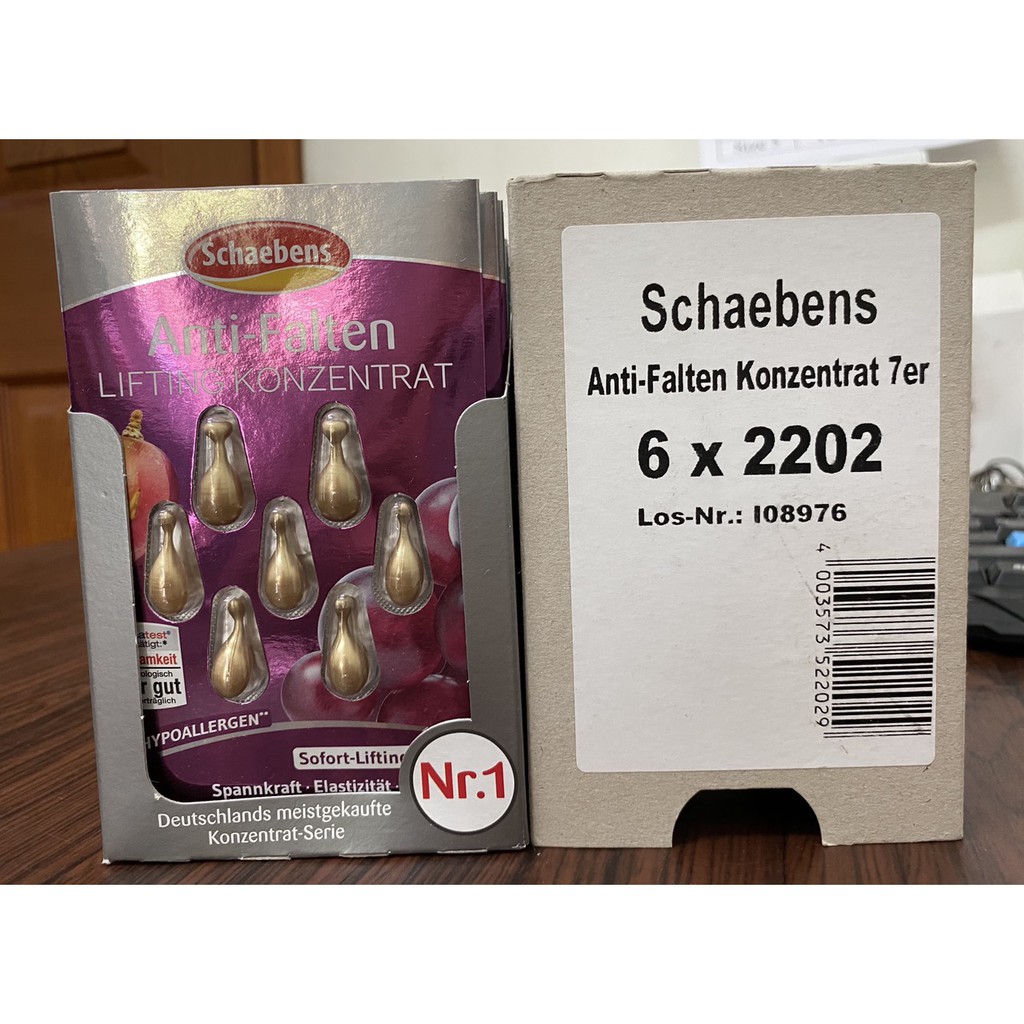 Viên Nang Dưỡng Da Schaebens-Anti-Falten Hàng Xách Tay Giảm Mờ Nếp Nhăn Vỉ 7 Viên Từ CHLB Đức