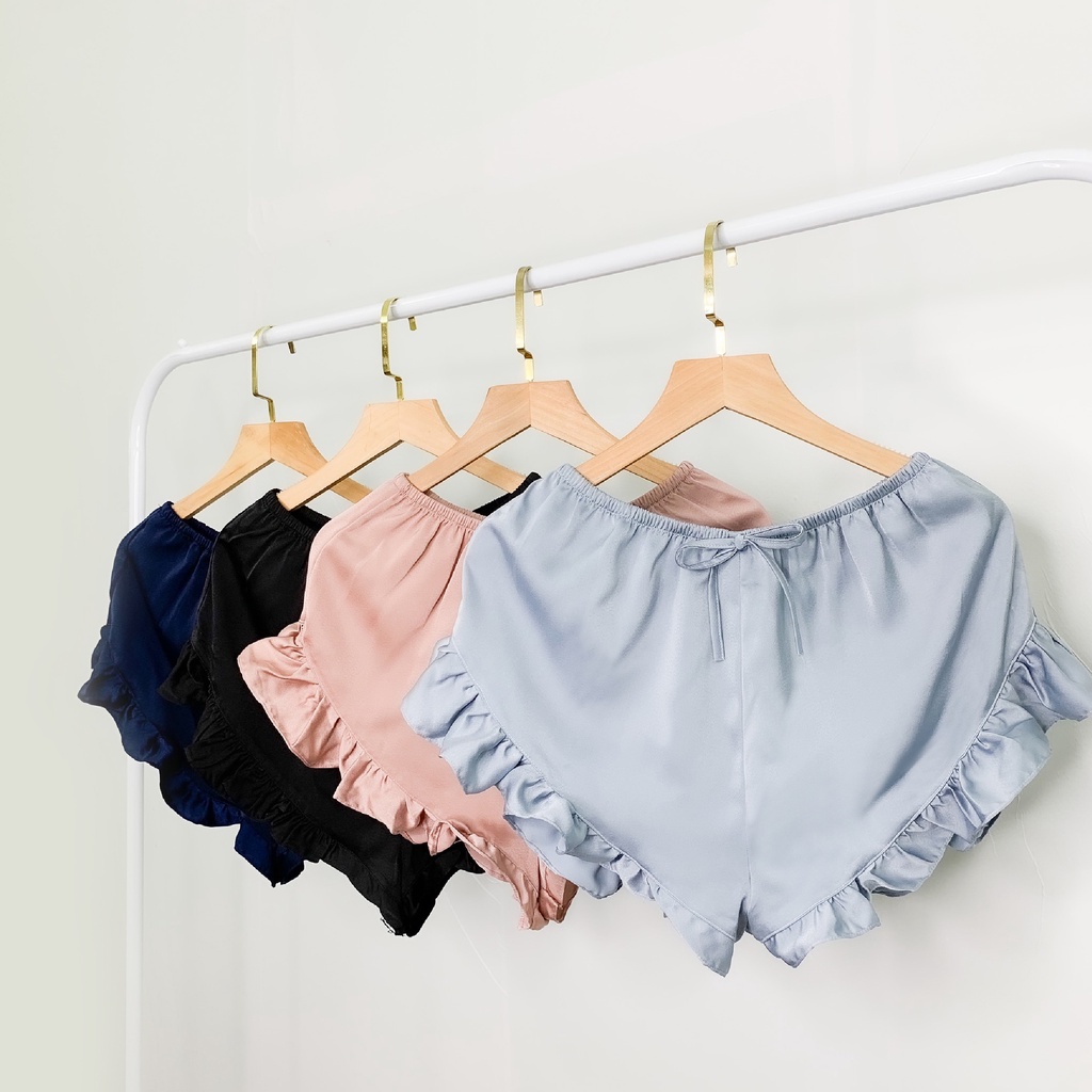 Quần Đùi Lụa Mặc Nhà Nữ Trơn Bèo La Pijama LQD02