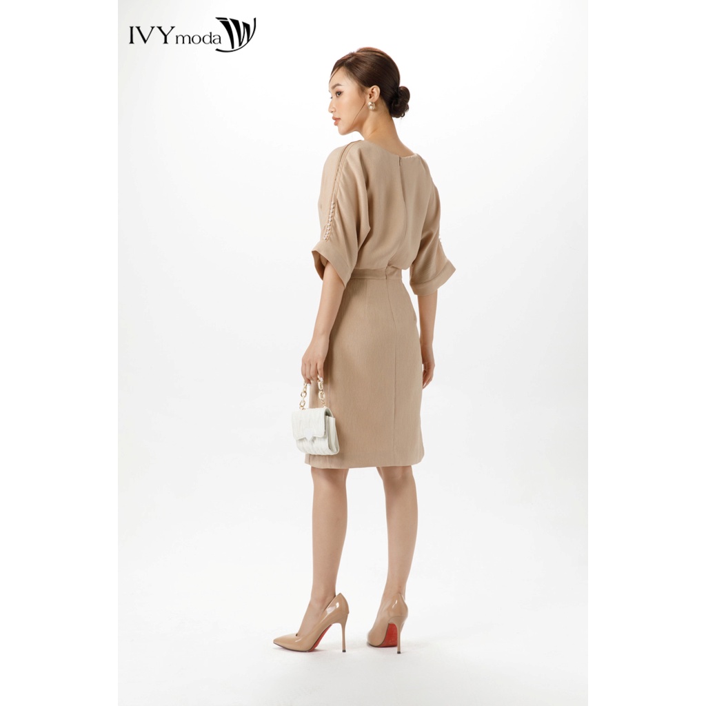 Đầm lụa nhăn tay lỡ IVY moda MS 48M7141