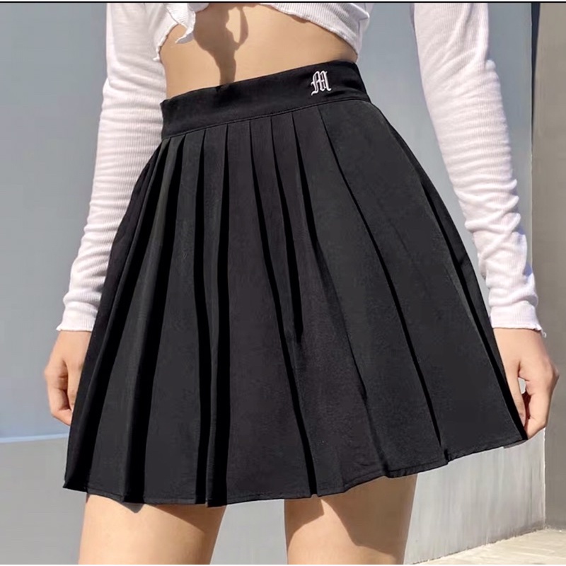 Chân váy xếp ly phong cách âu mỹ❤GIẢM 30%❤️Chân váy tennis trắng đen trơn ngắn nữ họa tiết thêu | BigBuy360 - bigbuy360.vn