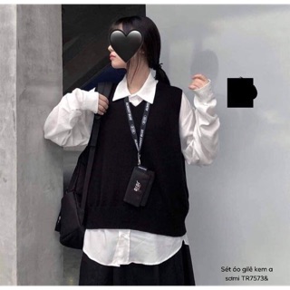 Sét áo gilê kèm áo sơmi dài tay -TR