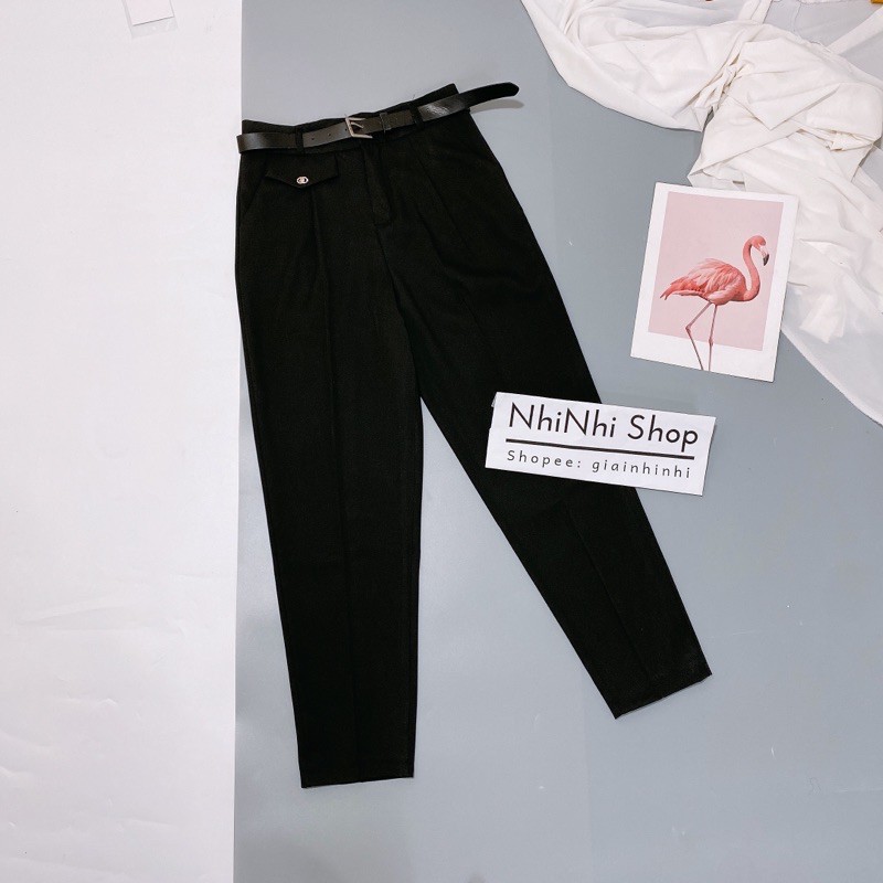 Quần baggy vải kèm đai chất đẹp mặc nhẹ 022 - NhiNhi Shop