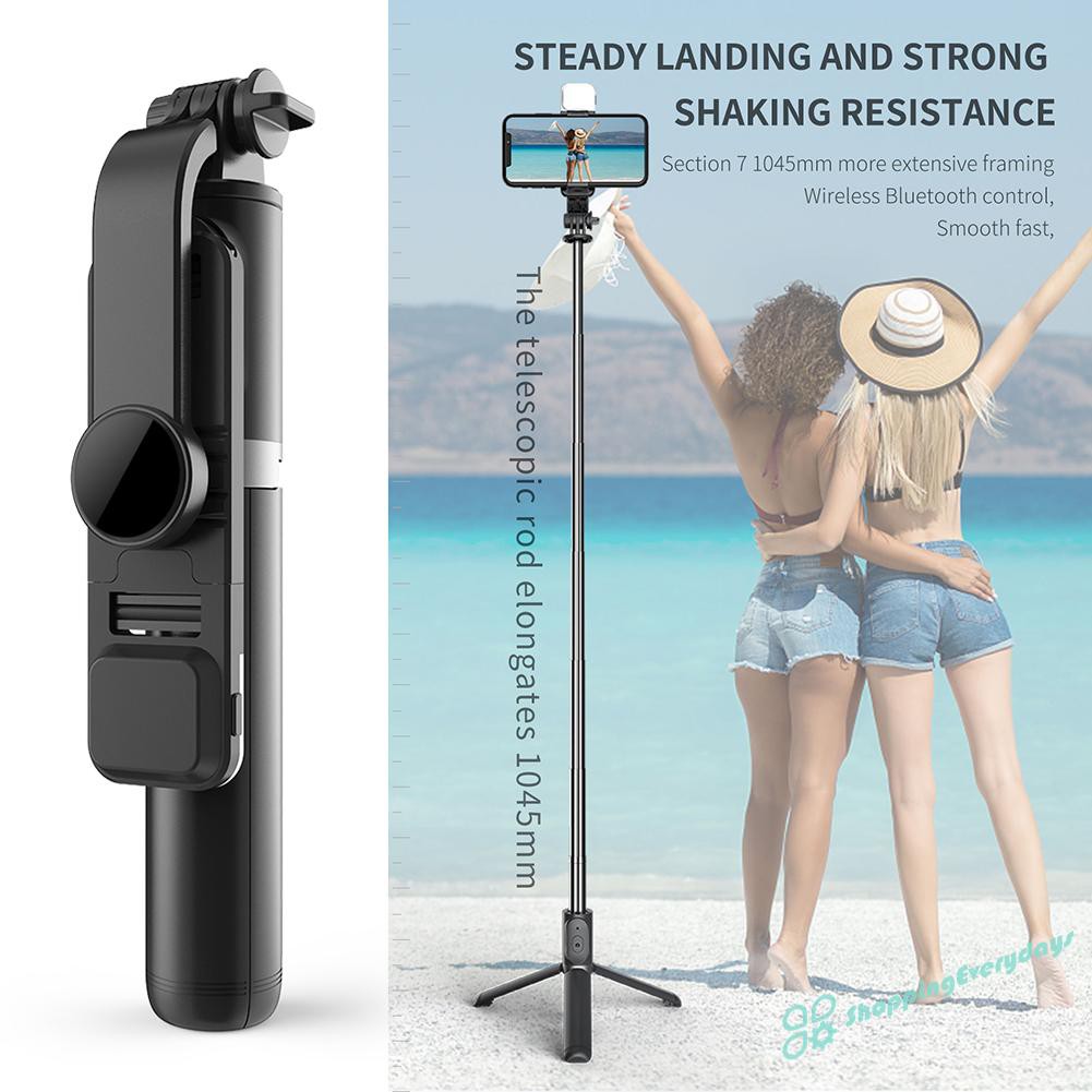 sv  Q02S Bluetooth Selfie Stick Tripod w/ Remote Shutter + Dimmable Fill Light