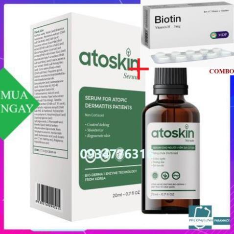 Combo Biotin 5mg+ Serum giảm Mụn lưng, kích ứng da Atoskin