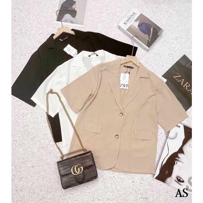 ANU348 - ÁO ĐŨI BLAZER 2TÚI TAY LỠ
