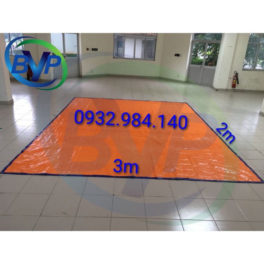 Bạt Xanh-Cam Che Mưa Nắng 3x2m có may viền đóng khoen