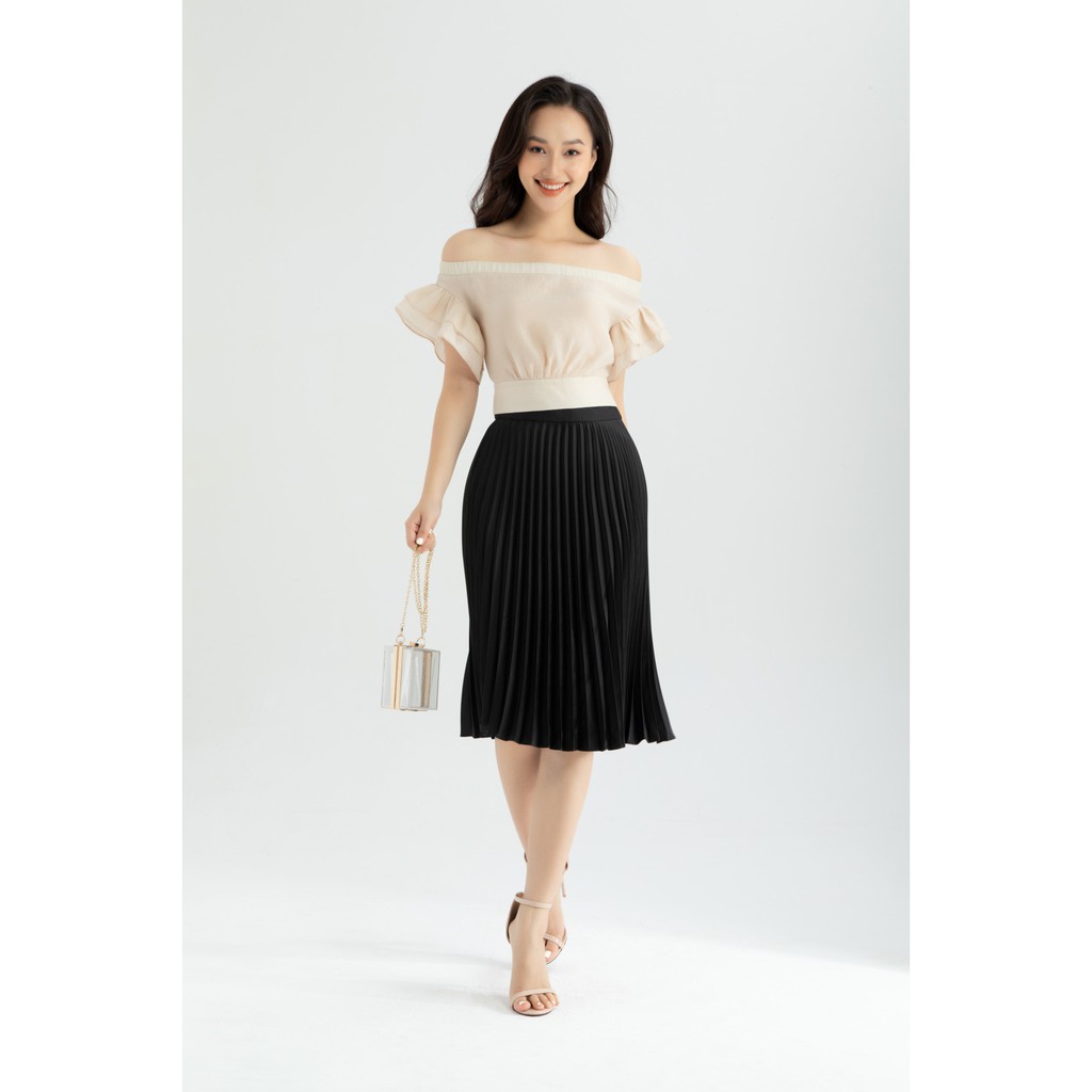 Chân váy nữ xếp ly qua gối thiết kế IVY moda MS 30M6310