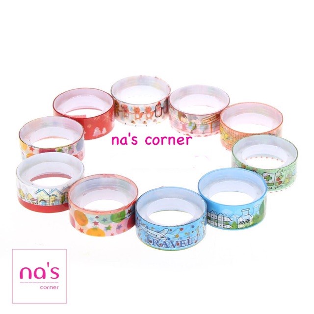 Set 10 cuộn băng keo (1.5cm x 3m) hoạ tiết trang trí thủ công, sổ tay, trang trí bullet journal