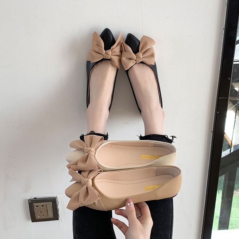 Giày búp bê IELGY đính nơ phong cách Anh Quốc xinh xắn dành cho nữ