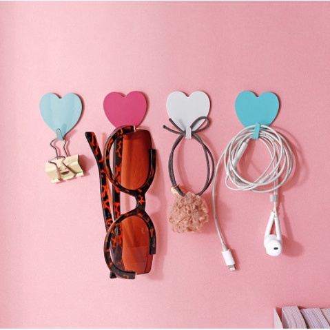 Combo 5 móc kim loại trái tim dán tường siêu chắc