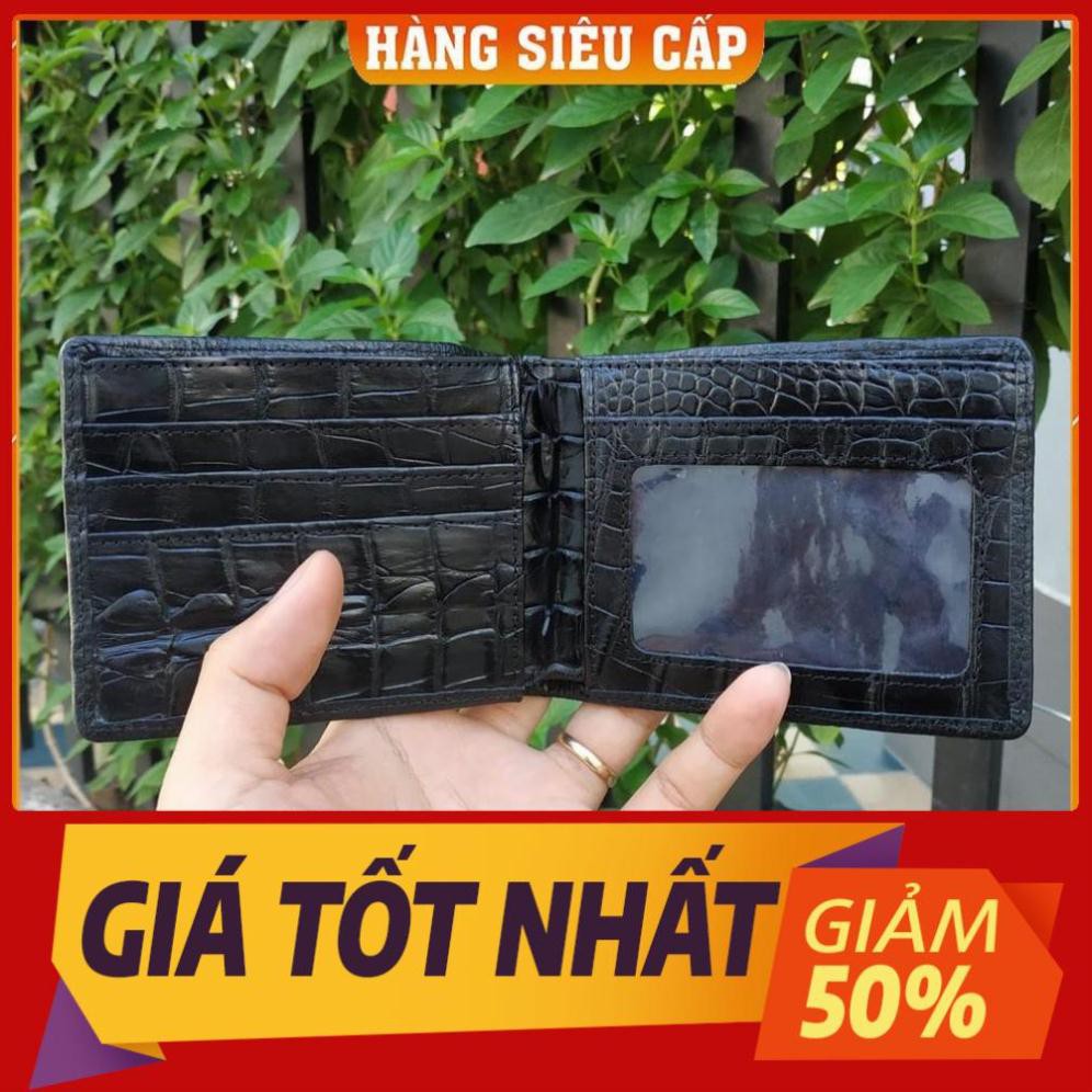 Thẻ BH 12 tháng [ Da Thật% ] -  Tuyệt Phẩm Bóp Nam Da Cá Sấu 2 Mặt Nguyên Con Hàng Cao Cấp, Rẻ, Đẹp