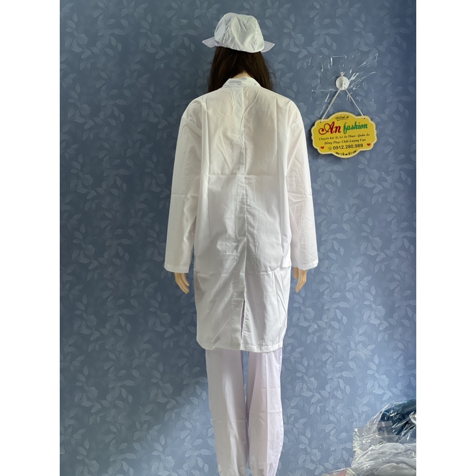 Combo cả bộ Áo Quần Mũ Blouse Trắng Điều Dưỡng, Áo Bác Sĩ, Dược Sĩ vải kate Ý tốt _ Hình chụp thật