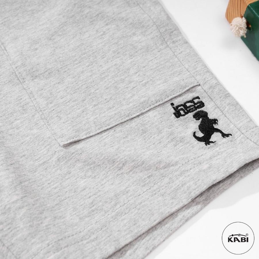 Quần đùi thun bé trai KABI sooc cotton thoáng mát thoải mái cho bé màu trơn thêu họa tiết - BQN003