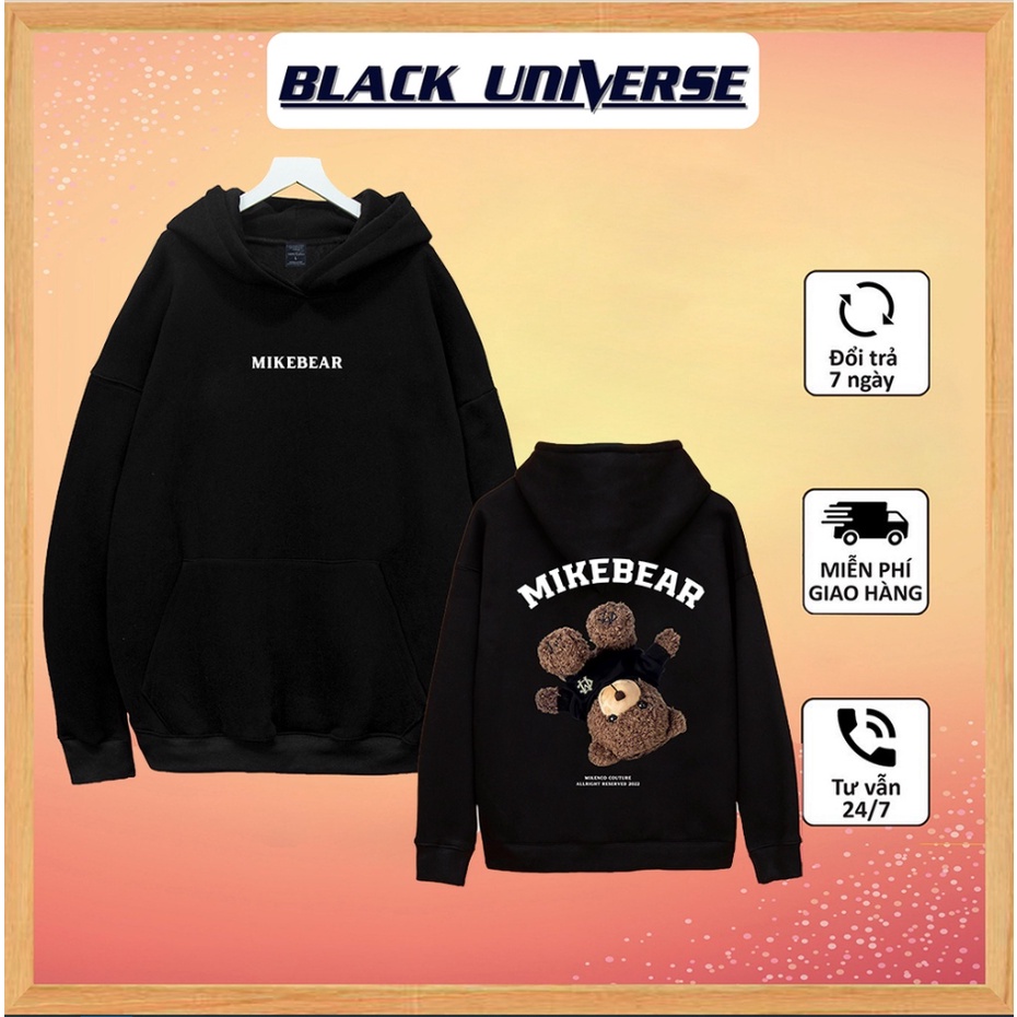 [RẺ VÔ ĐỊCH] Áo hoodie gấu Mikenbear 2 màu Đen- Xanh Két