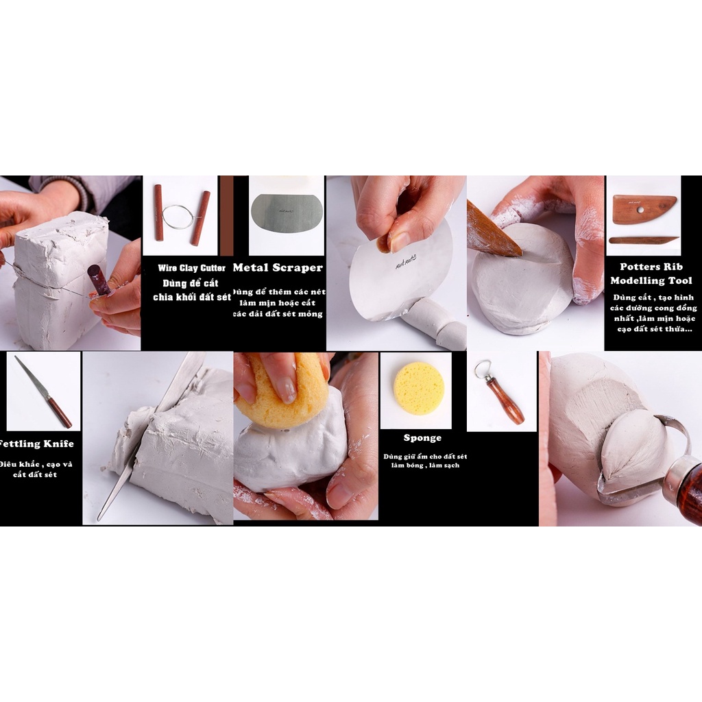 Bộ dụng cụ điêu khắc làm đất sét nghệ thuật đồ gốm nặn tao hình Mont Marte Lalunavn - B82