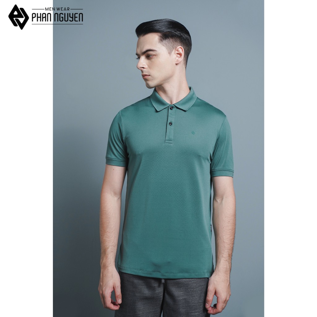 Áo polo nam cotton cao cấp PHAN NGUYỄN màu xám vỏ đậu dáng slim fit, co giãn thoải mái, thấm hút mồ hôi APC.162