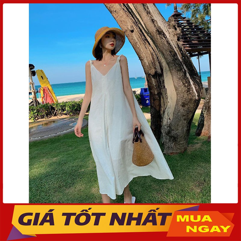 Váy Nữ 2 Dây Chất Đũi Dáng Maxi Hàng Quảng Châu M3121