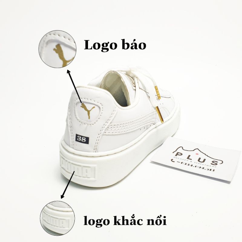 Giày thể thao sneaker 𝐏𝐔𝐌𝐀 trắng - thân giày da đế cao su đúc - cổ thấp đế cao 5cm - giay thể thao plus