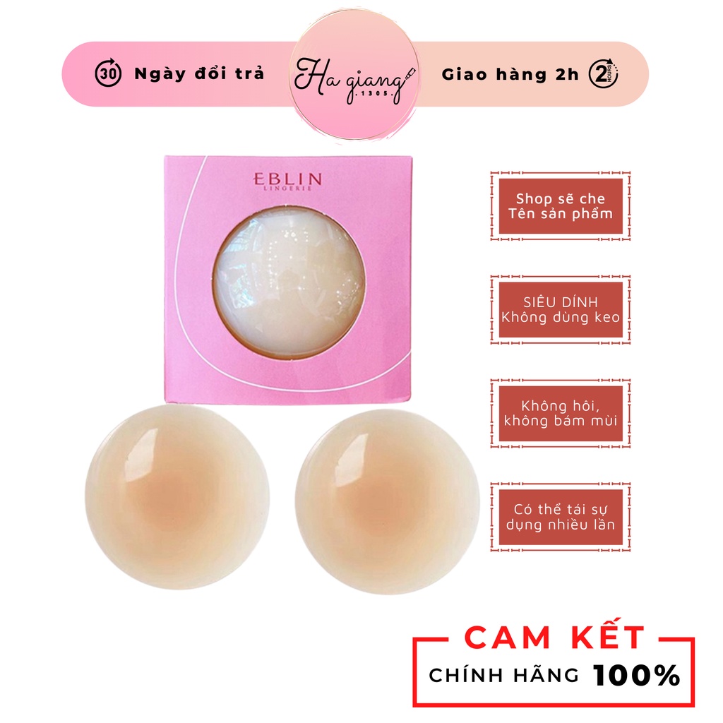 Miếng dán ngực silicon nhiệt tự thân EBLIN dán ti tự dính không dùng keo siêu bền đẹp màu da thật
