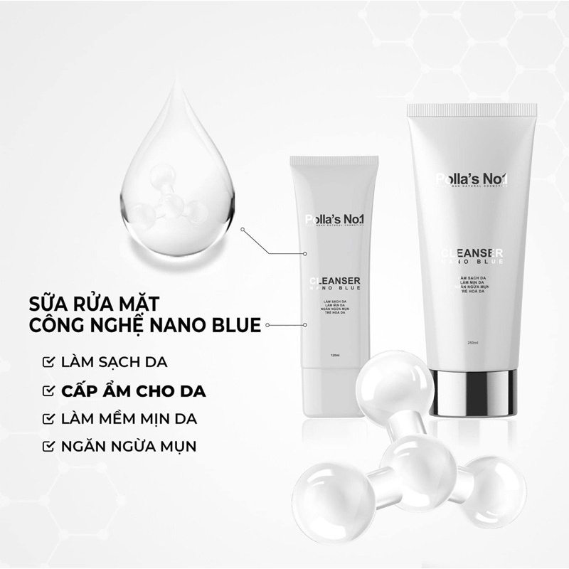 Sữa rửa mặt Polla's No.1 Cleanser Nano Blue làm sạch sâu, dịu nhẹ